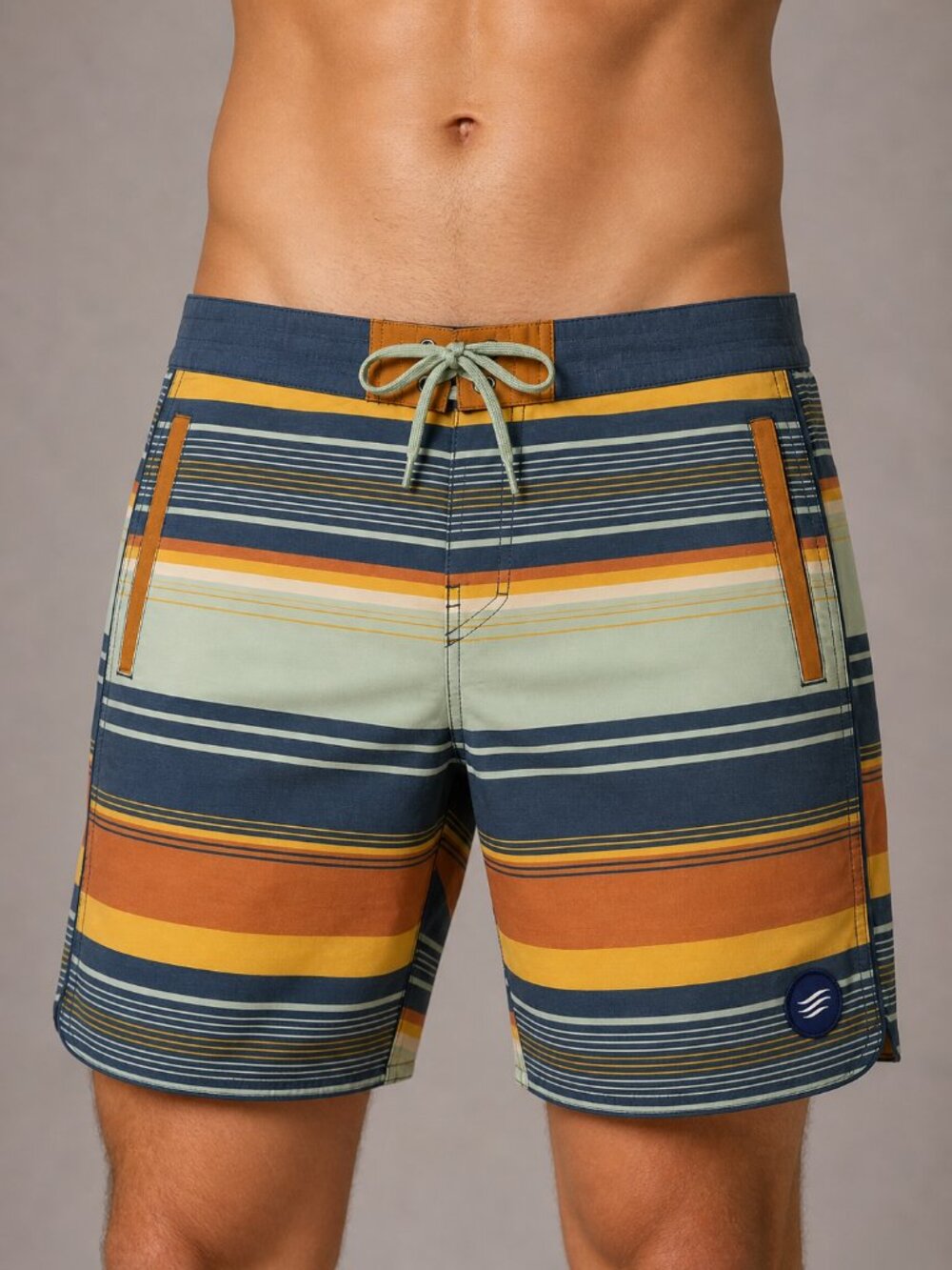 Impact Collection Board Shorts Striped Swim Trunks 34 Blue
